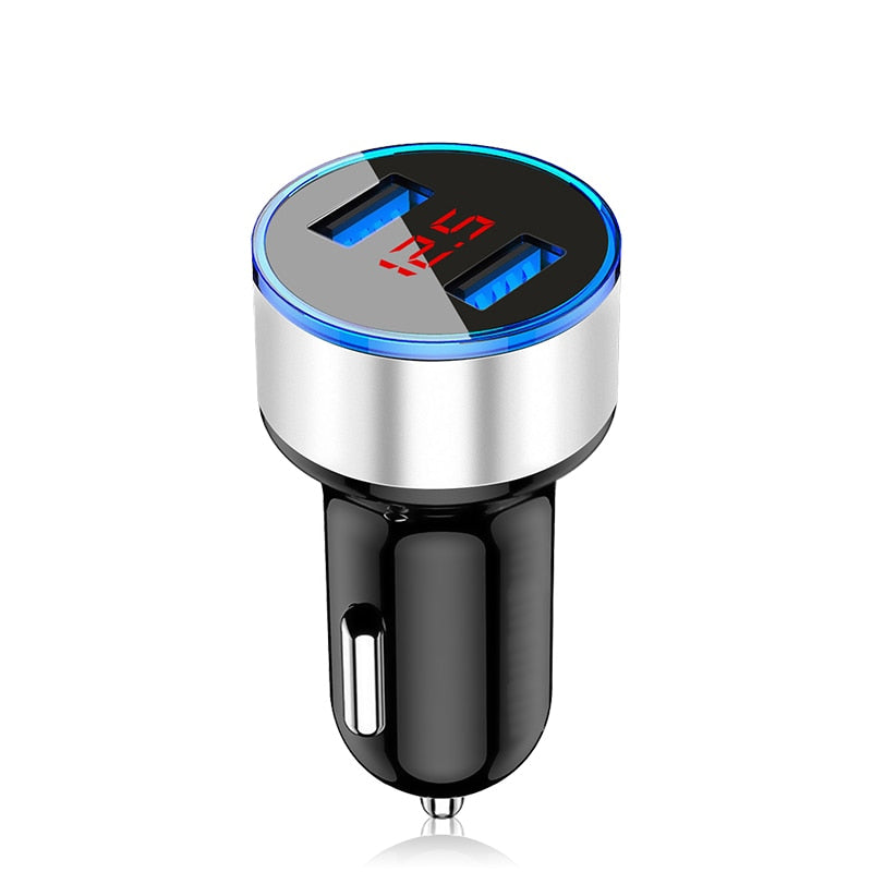 Cell Phone 4.8A LED Display USB Phone Charger Car-Charger for Xiaomi Samsung For iPhone 12 11 Pro 7 8 Plus Mobile Phone Adapter Car Charger