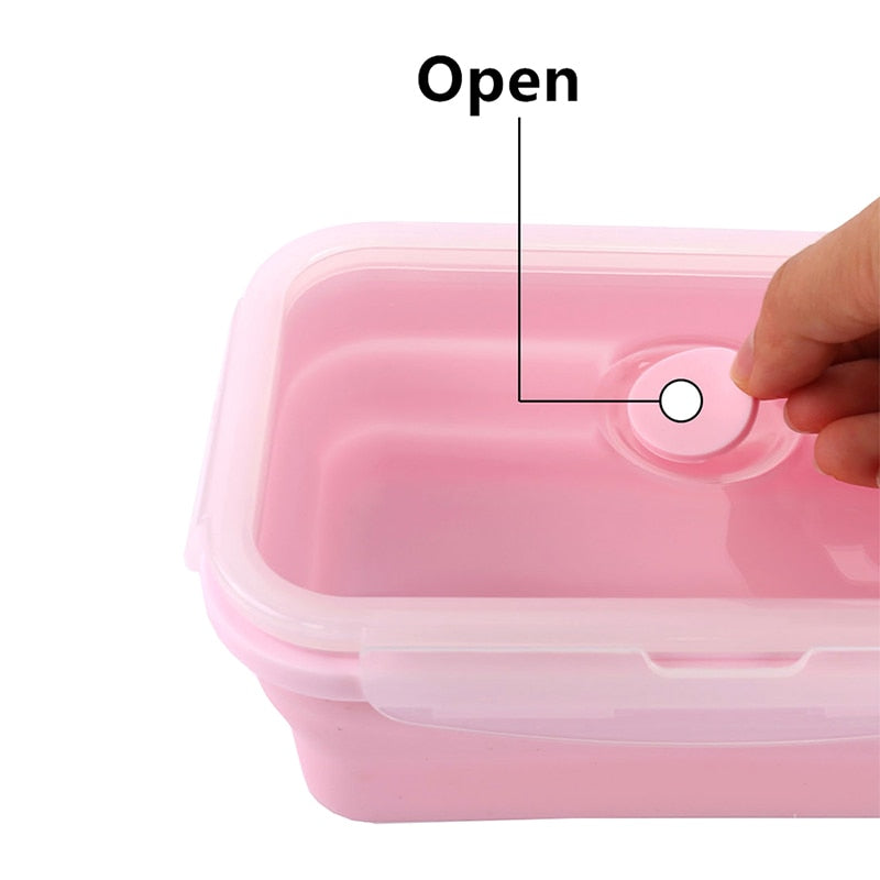 Food 4pcs/set Silicone Rectangle Lunch Box Collapsible Bento Box Folding Food Container Bowl 300/500/800/1200ml for Dinnerware