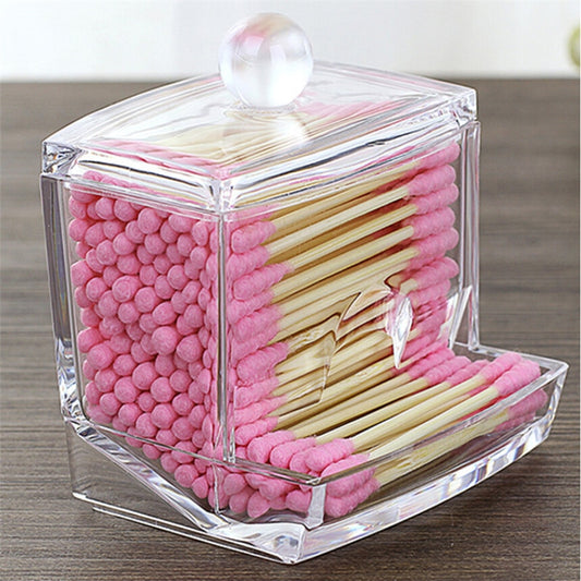 Beauty Acrylic Cotton Swabs Storage Holder Box Portable Transparent Makeup Cotton Pad Cosmetic Container Jewelry Organizer Case