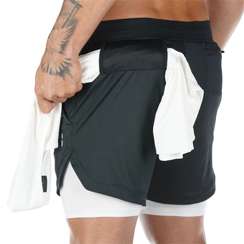 Mens Shoes Camo Running Shorts Men 2 In 1 Double-deck Quick Dry GYM Sport Shorts Fitness Jogging Workout Shorts Men Sports Short Pants