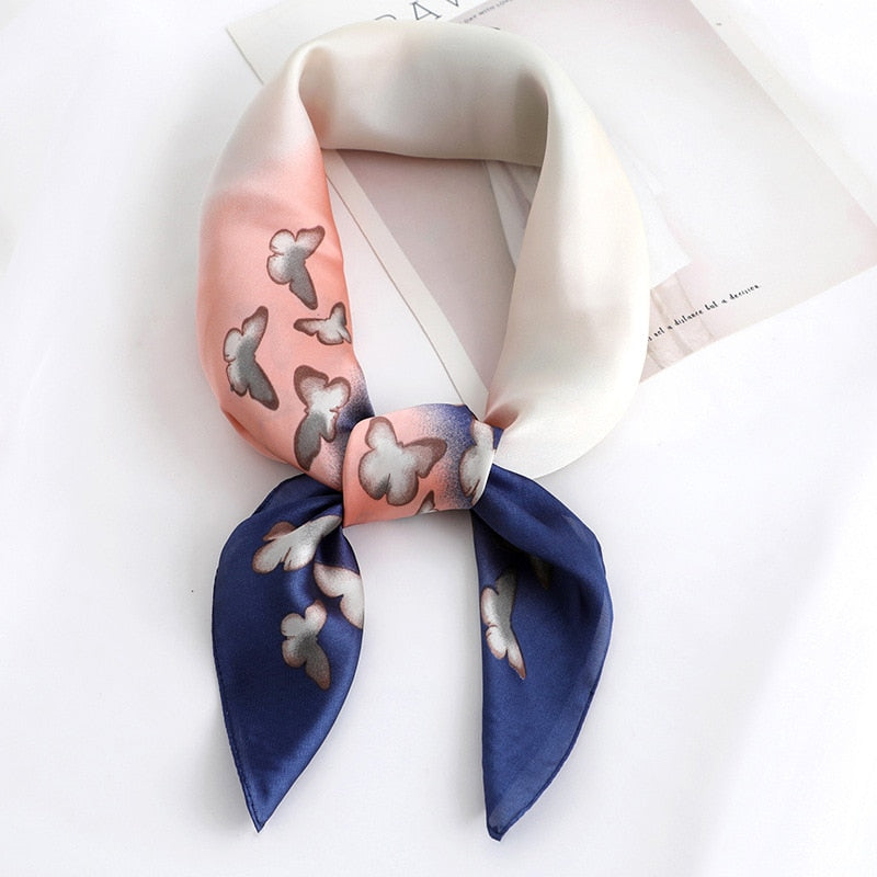 Beauty Fashion Silk Satin Hair Scarf Women Handkerchief Printed Female Square Head Bandana Small Neck muffler hijab lady girl