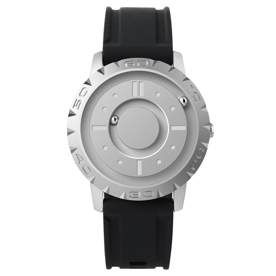 Mens Watches Eutour Original Iron Ball Magnetic Pointer Concept Quartz Unusual Men's Watch Fashion Rubber Strap