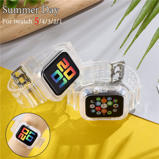Apple Watch Band  Series 6 1 2 3 4 5 silicone Transparent  for Iwatch 5 4 Strap 38mm 40mm 42mm 44mm wirst