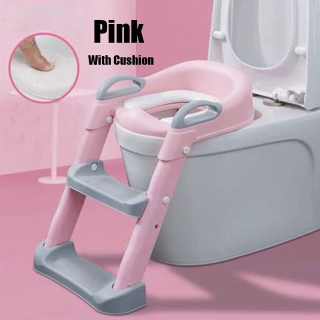 Baby 5 Colors Pot Potty Training Seat Child Toilet WC Urinal w Adjustable Step Ladder Folding Safety Chair