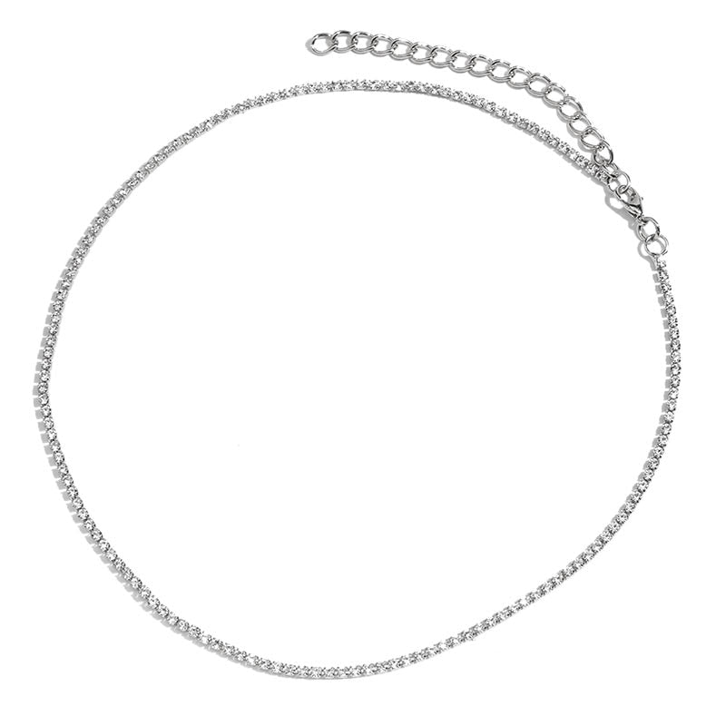 Jewelry Caraquet Ice out A-Z Letter Initial Pendant Necklace Silver Color Tennis Chain Choker Necklace Female Fashion Statement Jewelry