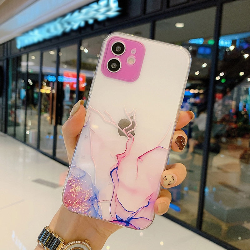 Apple Watercolor Painting Phone Case For iPhone 12 Pro 11 Pro Max X XR XS Max 7 8 6s Plus SE 2020 Clear Shockproof Soft TPU Back Cover