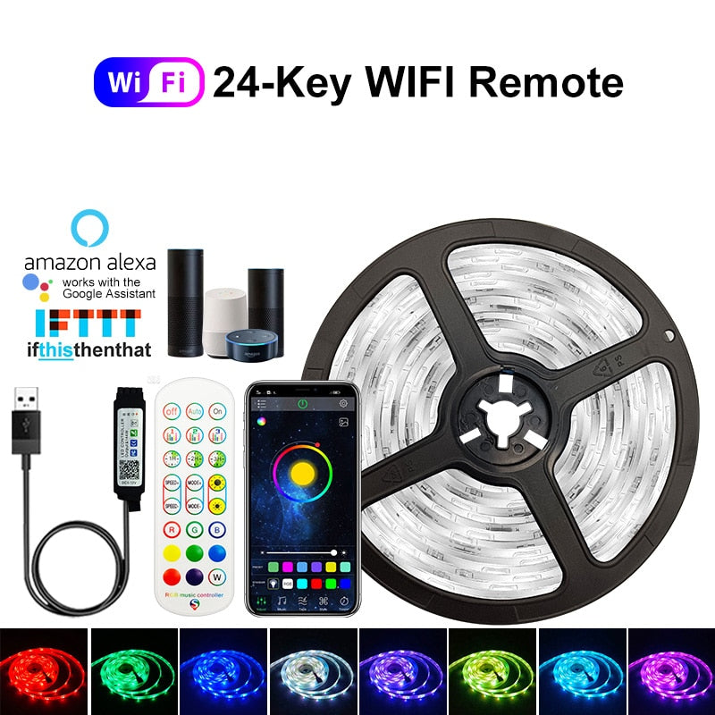 Electronics 5V USB WIFI Bluetooth 1M-30M 5050 USB Led Strips Light Waterproof RGB Led Diode Ribbon Lamp For Decoration Bedroom TV BackLight