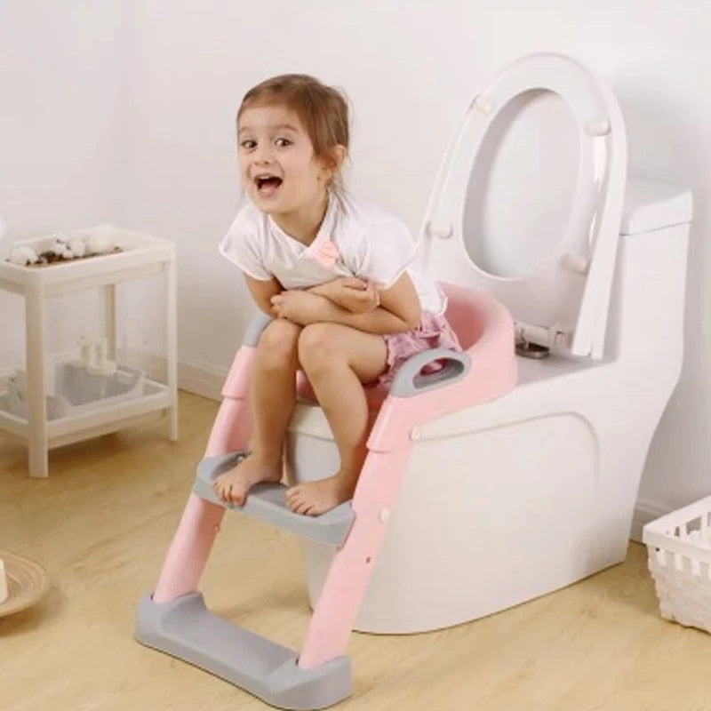 Baby 5 Colors Pot Potty Training Seat Child Toilet WC Urinal w Adjustable Step Ladder Folding Safety Chair