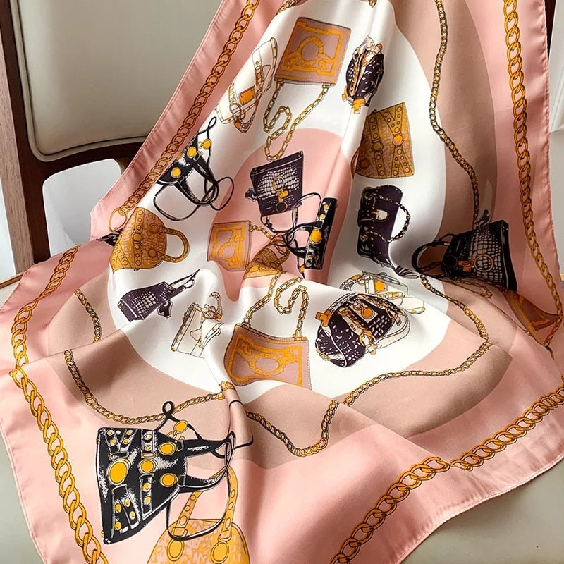 Beauty Fashion Silk Satin Hair Scarf Women Handkerchief Printed Female Square Head Bandana Small Neck muffler hijab lady girl