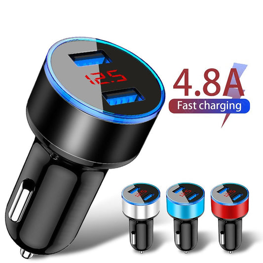 Cell Phone 4.8A LED Display USB Phone Charger Car-Charger for Xiaomi Samsung For iPhone 12 11 Pro 7 8 Plus Mobile Phone Adapter Car Charger