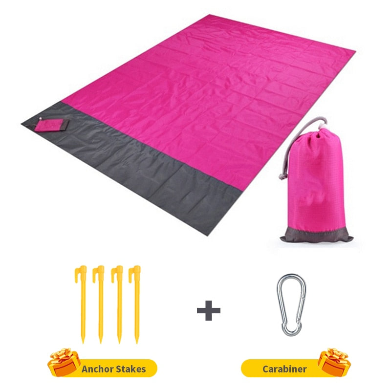 Portable Waterproof Pocket Beach Blanket Folding Camping Mat Mattress Portable Lightweight Mat Outdoor Picnic Mat Sand Beach Mat