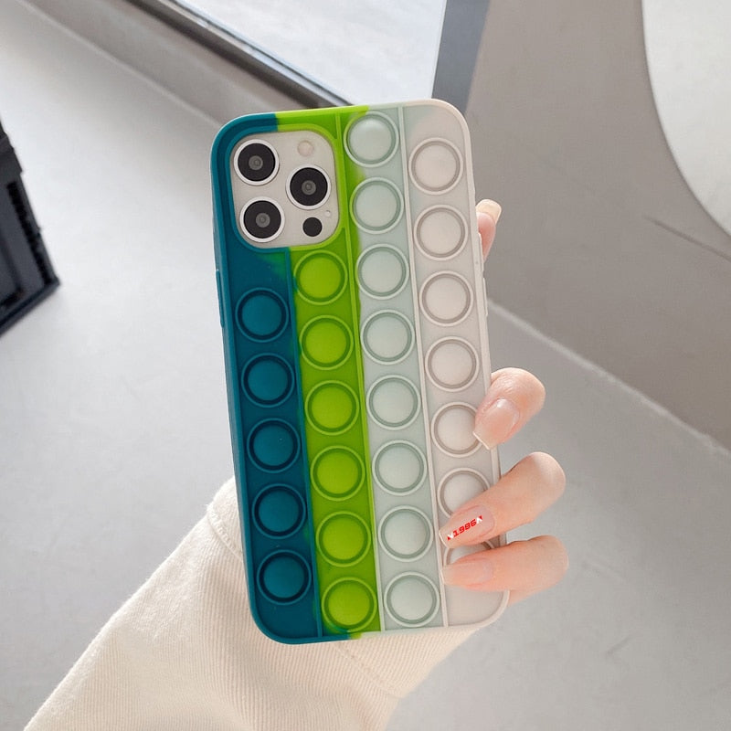 Apple iPhone Case For Iphone X XR XS 12 11 Pro Max 6 6s 7 8 Plus Pop Fidget Toys Push Bubble Soft Silicone Phone Case
