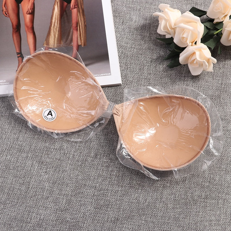 Woman's Clothes Invisible Push Up Bra Self-Adhesive Silicone Seamless Front Closure Sticky Backless Strapless Bra