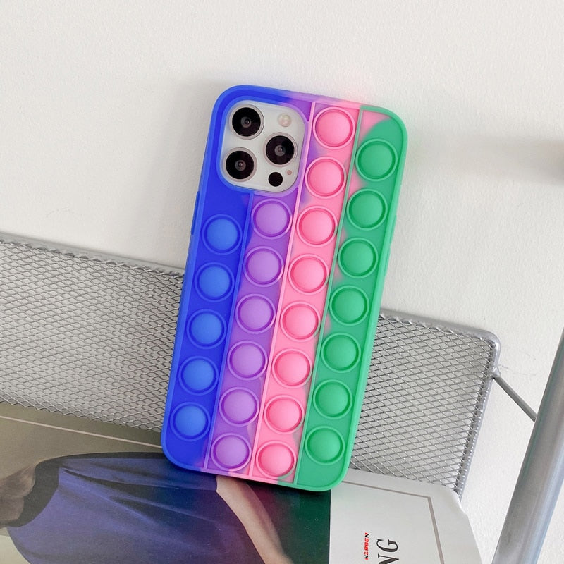 Apple iPhone Case For Iphone X XR XS 12 11 Pro Max 6 6s 7 8 Plus Pop Fidget Toys Push Bubble Soft Silicone Phone Case