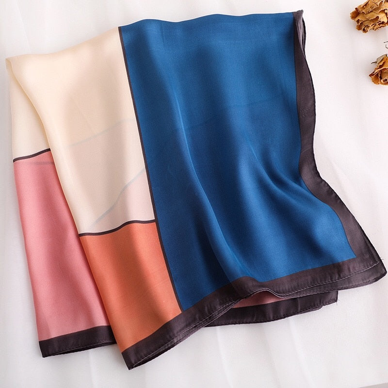 Beauty Fashion Silk Satin Hair Scarf Women Handkerchief Printed Female Square Head Bandana Small Neck muffler hijab lady girl