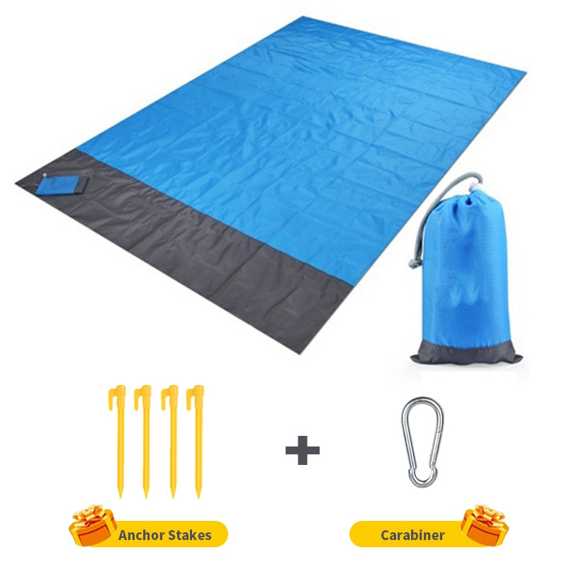 Portable Waterproof Pocket Beach Blanket Folding Camping Mat Mattress Portable Lightweight Mat Outdoor Picnic Mat Sand Beach Mat