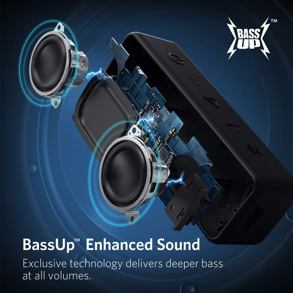 Bluetooth Wireless Speaker Better Bass 24-Hour Playtime 66ft Bluetooth Range IPX7 Water Resistance