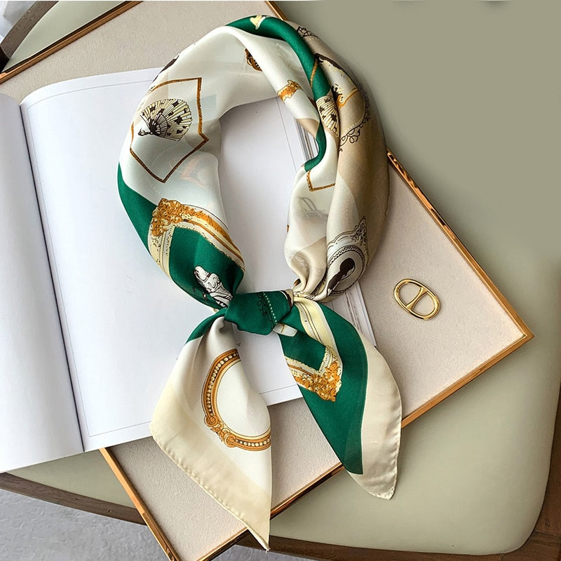Beauty Fashion Silk Satin Hair Scarf Women Handkerchief Printed Female Square Head Bandana Small Neck muffler hijab lady girl