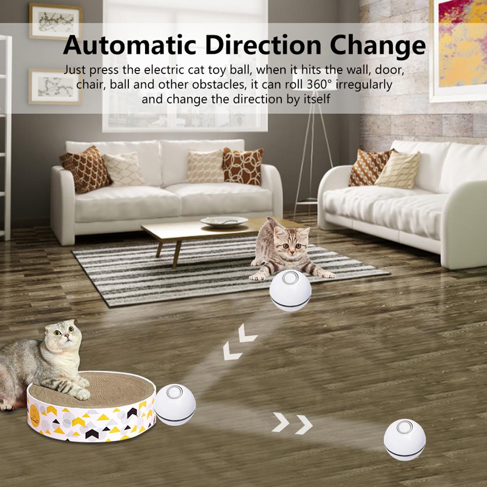 Toys Smart Interactive Cat Toy Colorful LED Self Rotating Ball With Catnip Bell and Feather Toys USB Rechargeable Cat Kitten Ball Toy
