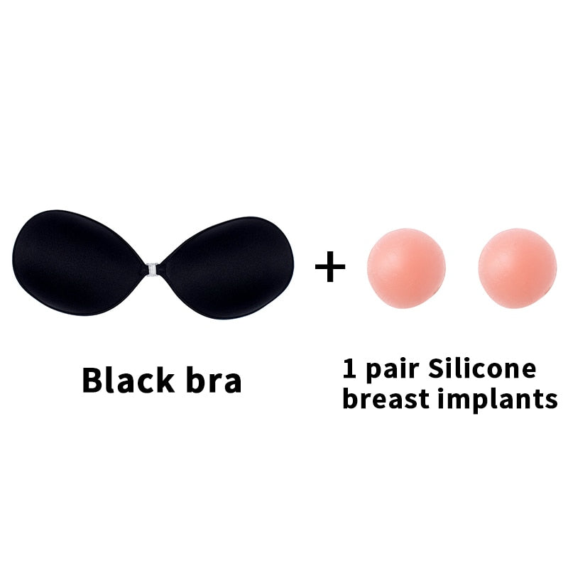 Woman's Clothes Invisible Push Up Bra Self-Adhesive Silicone Seamless Front Closure Sticky Backless Strapless Bra