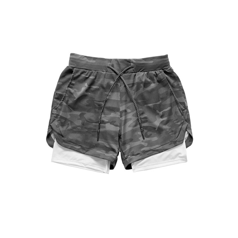 Mens Shoes Camo Running Shorts Men 2 In 1 Double-deck Quick Dry GYM Sport Shorts Fitness Jogging Workout Shorts Men Sports Short Pants