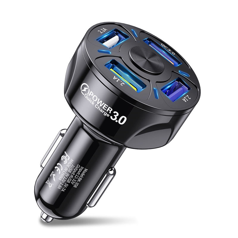 Electronics 4 Ports USB Car Charge 48W Quick 7A Mini Fast Charging For iPhone 11 Xiaomi Huawei Mobile Phone Charger Adapter in Car
