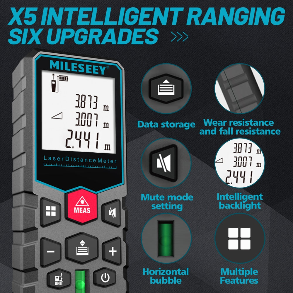 Electronics Mileseey laser distance meter electronic roulette laser digital tape rangefinder trena metro laser range finder  measuring tape
