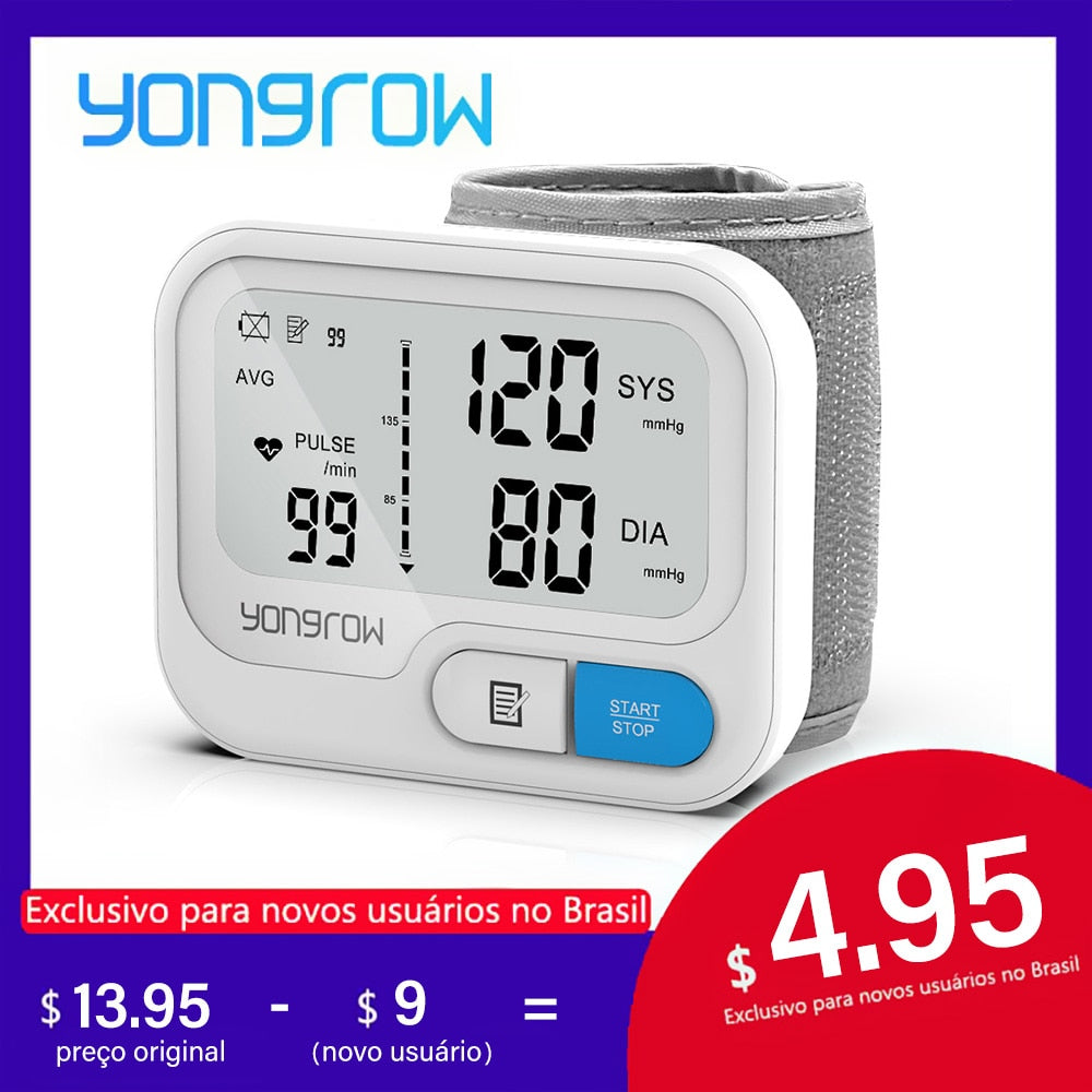 Health Automatic Digital Wrist Blood Pressure Monitor sphygmomanometer Tonometer Tensiometer Heart Rate Pulse Meter BP Monitor
