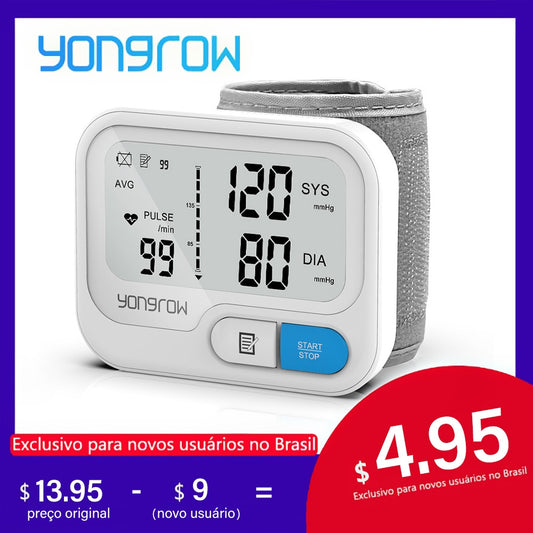 Health Automatic Digital Wrist Blood Pressure Monitor sphygmomanometer Tonometer Tensiometer Heart Rate Pulse Meter BP Monitor