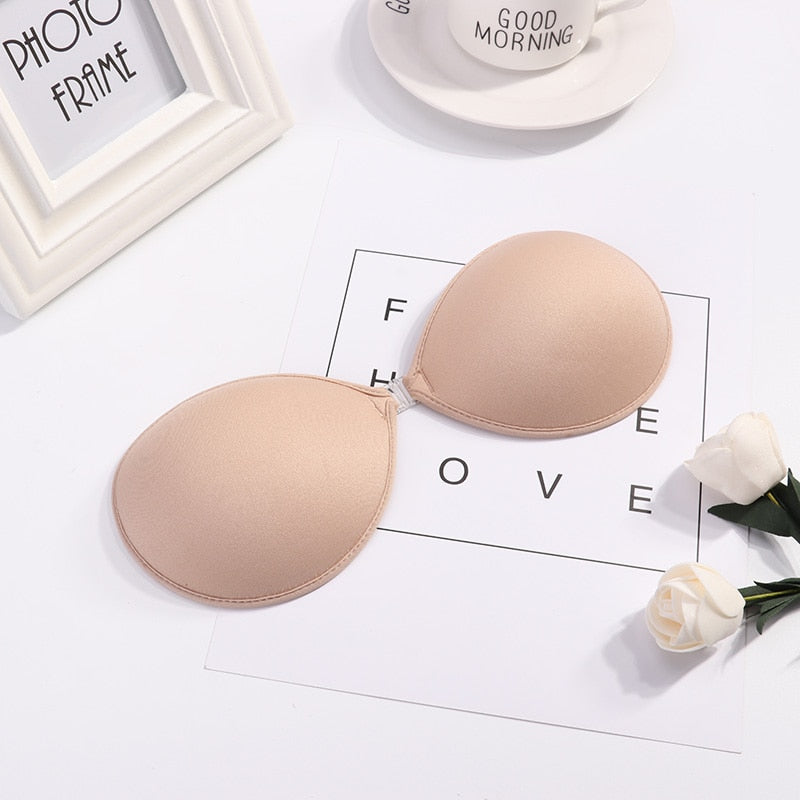 Woman's Clothes Invisible Push Up Bra Self-Adhesive Silicone Seamless Front Closure Sticky Backless Strapless Bra