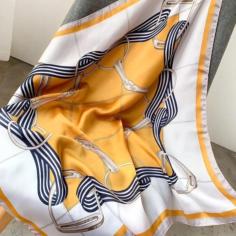 Beauty Fashion Silk Satin Hair Scarf Women Handkerchief Printed Female Square Head Bandana Small Neck muffler hijab lady girl