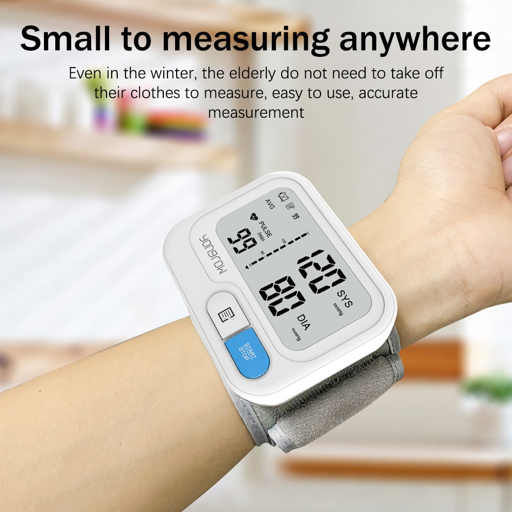 Health Automatic Digital Wrist Blood Pressure Monitor sphygmomanometer Tonometer Tensiometer Heart Rate Pulse Meter BP Monitor