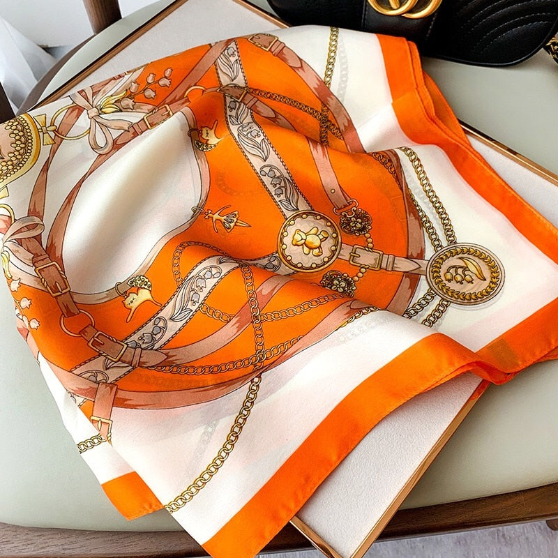 Beauty Fashion Silk Satin Hair Scarf Women Handkerchief Printed Female Square Head Bandana Small Neck muffler hijab lady girl