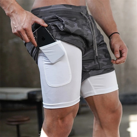 Mens Shoes Camo Running Shorts Men 2 In 1 Double-deck Quick Dry GYM Sport Shorts Fitness Jogging Workout Shorts Men Sports Short Pants