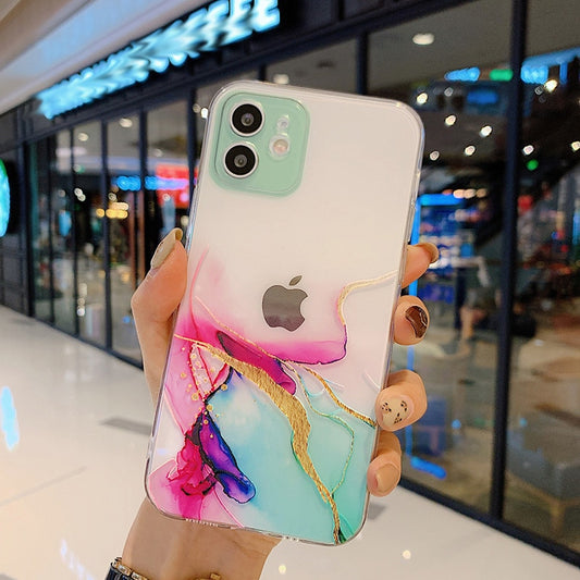 Apple Watercolor Painting Phone Case For iPhone 12 Pro 11 Pro Max X XR XS Max 7 8 6s Plus SE 2020 Clear Shockproof Soft TPU Back Cover