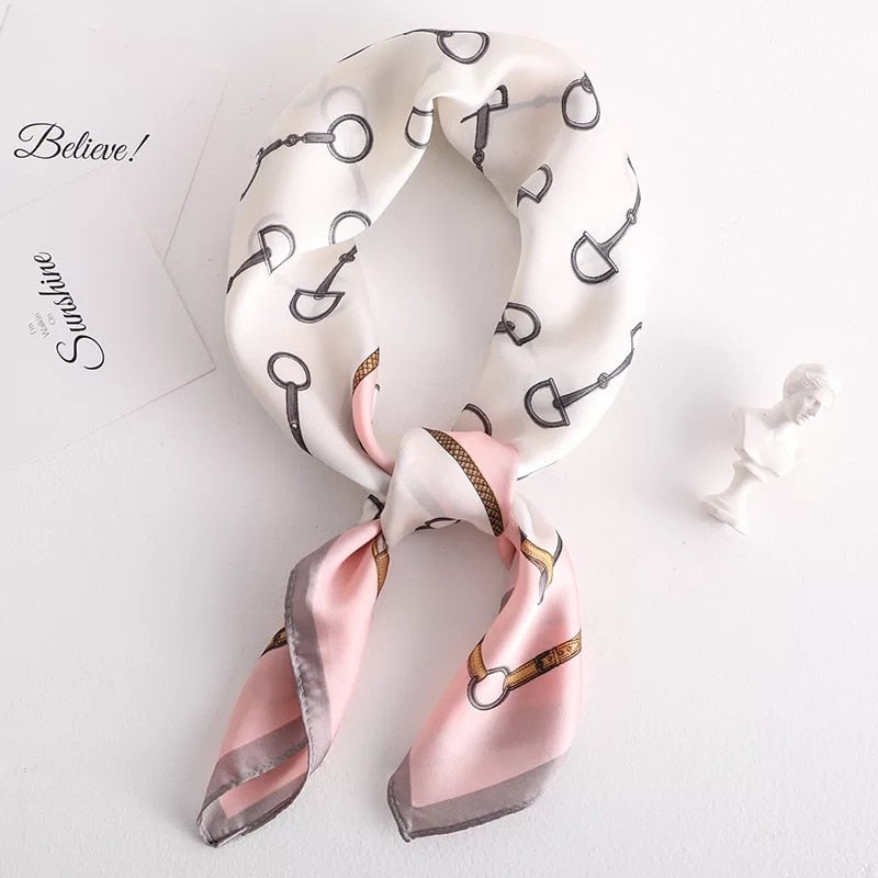 Beauty Fashion Silk Satin Hair Scarf Women Handkerchief Printed Female Square Head Bandana Small Neck muffler hijab lady girl