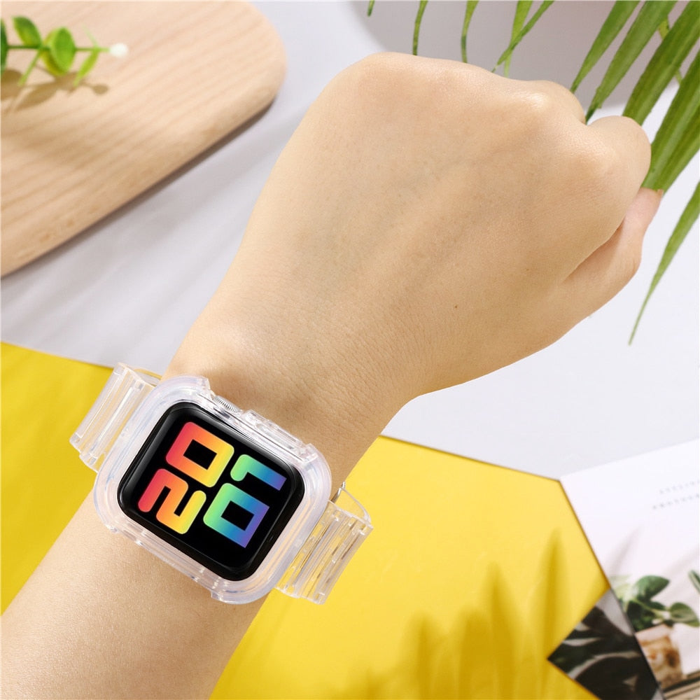 Apple Watch Band  Series 6 1 2 3 4 5 silicone Transparent  for Iwatch 5 4 Strap 38mm 40mm 42mm 44mm wirst