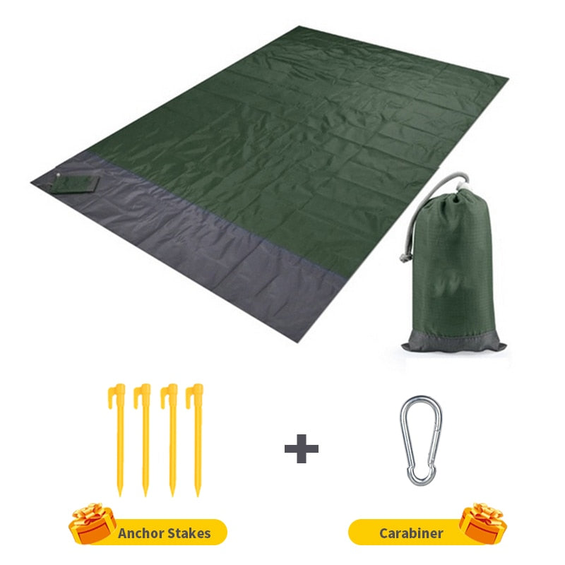Portable Waterproof Pocket Beach Blanket Folding Camping Mat Mattress Portable Lightweight Mat Outdoor Picnic Mat Sand Beach Mat