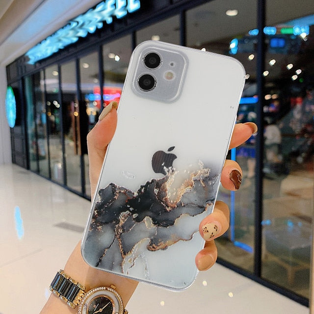 Apple Watercolor Painting Phone Case For iPhone 12 Pro 11 Pro Max X XR XS Max 7 8 6s Plus SE 2020 Clear Shockproof Soft TPU Back Cover