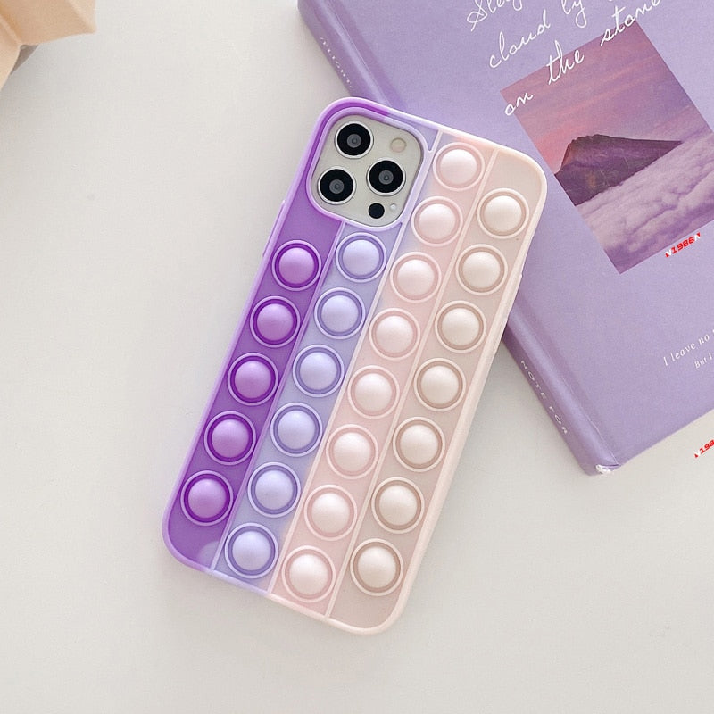 Apple iPhone Case For Iphone X XR XS 12 11 Pro Max 6 6s 7 8 Plus Pop Fidget Toys Push Bubble Soft Silicone Phone Case