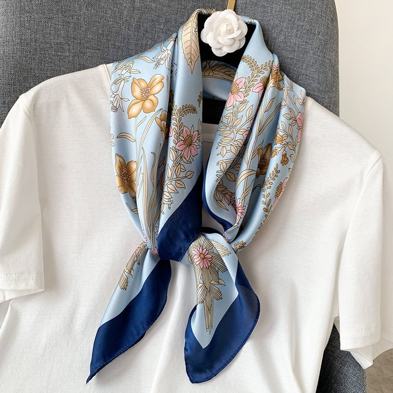 Beauty Fashion Silk Satin Hair Scarf Women Handkerchief Printed Female Square Head Bandana Small Neck muffler hijab lady girl