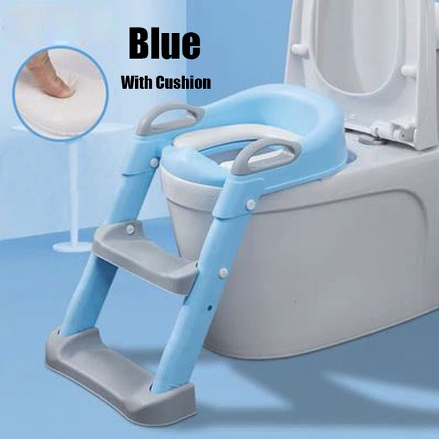 Baby 5 Colors Pot Potty Training Seat Child Toilet WC Urinal w Adjustable Step Ladder Folding Safety Chair