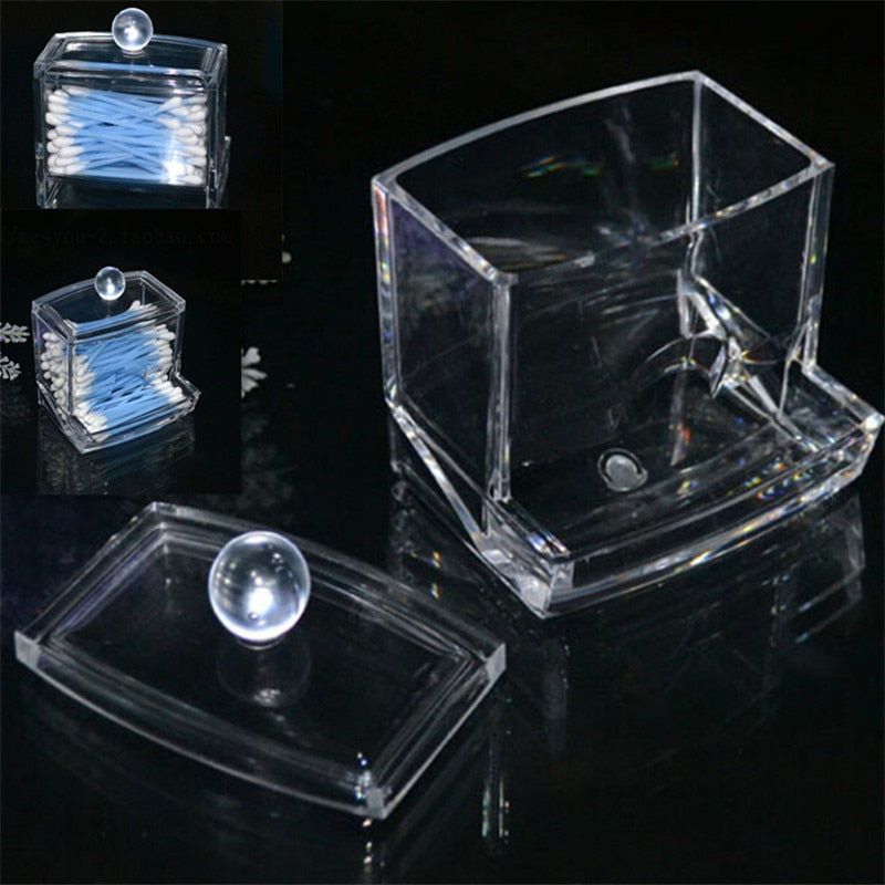 Beauty Acrylic Cotton Swabs Storage Holder Box Portable Transparent Makeup Cotton Pad Cosmetic Container Jewelry Organizer Case