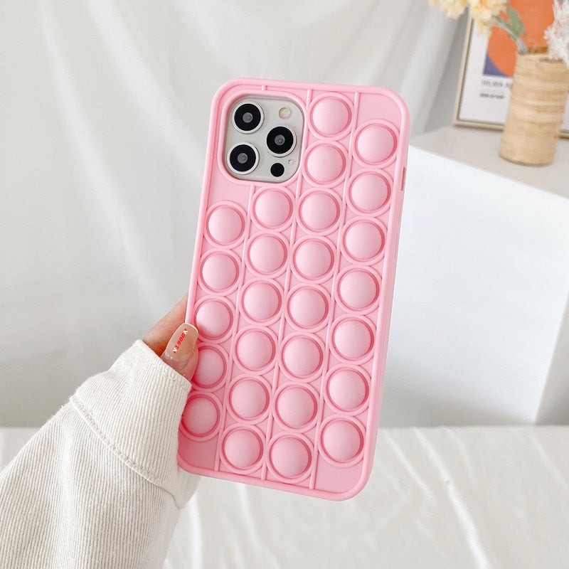 Apple iPhone Case For Iphone X XR XS 12 11 Pro Max 6 6s 7 8 Plus Pop Fidget Toys Push Bubble Soft Silicone Phone Case