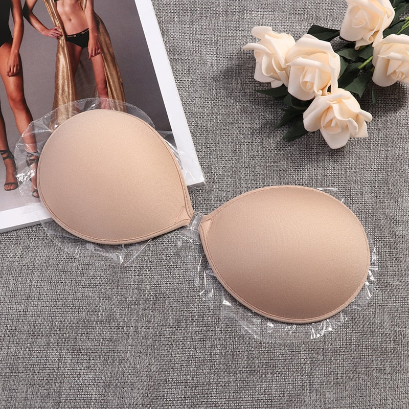 Woman's Clothes Invisible Push Up Bra Self-Adhesive Silicone Seamless Front Closure Sticky Backless Strapless Bra