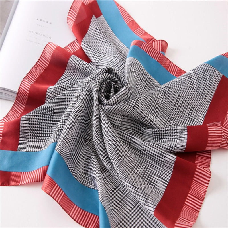 Beauty Fashion Silk Satin Hair Scarf Women Handkerchief Printed Female Square Head Bandana Small Neck muffler hijab lady girl