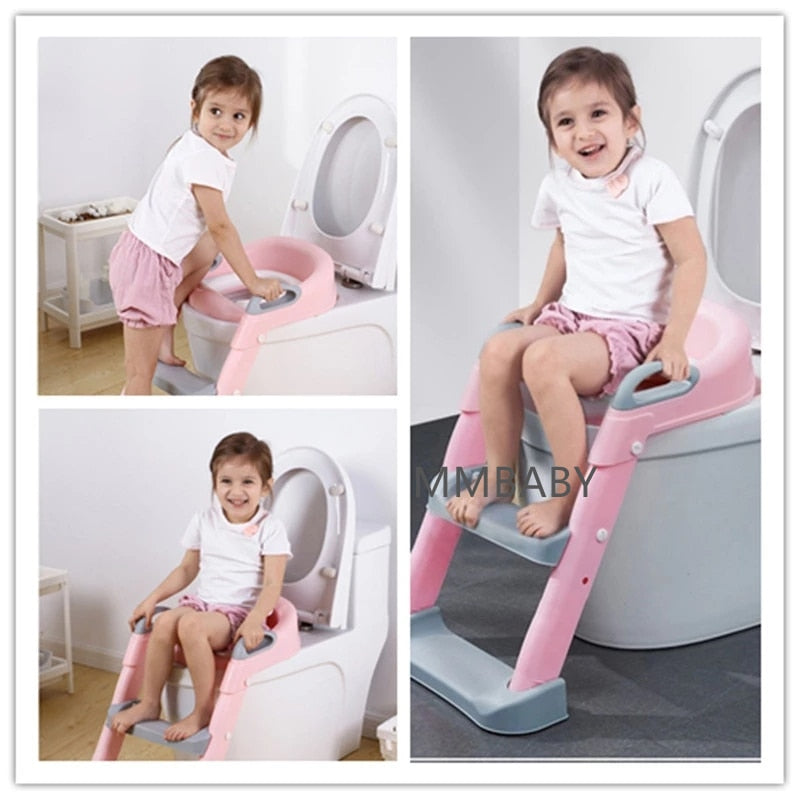 Baby 5 Colors Pot Potty Training Seat Child Toilet WC Urinal w Adjustable Step Ladder Folding Safety Chair