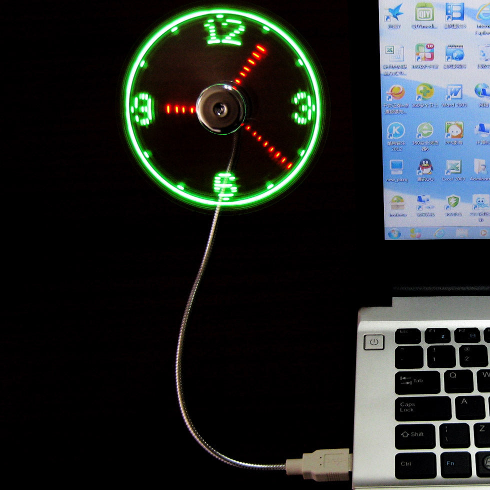 Electronics Peculiar led smart clock fan with temperature display real time usb flash word luminous fan