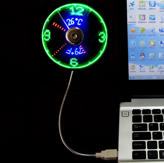 Electronics Peculiar led smart clock fan with temperature display real time usb flash word luminous fan