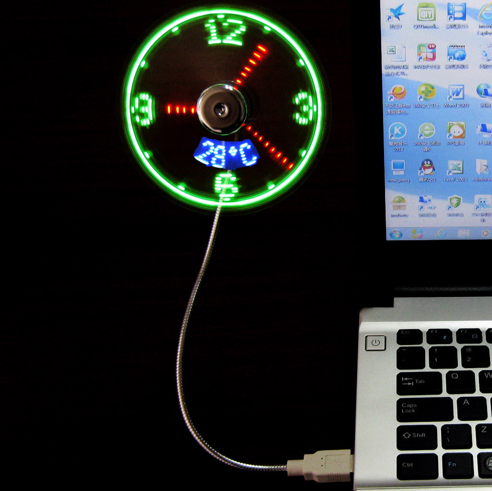 Electronics Peculiar led smart clock fan with temperature display real time usb flash word luminous fan